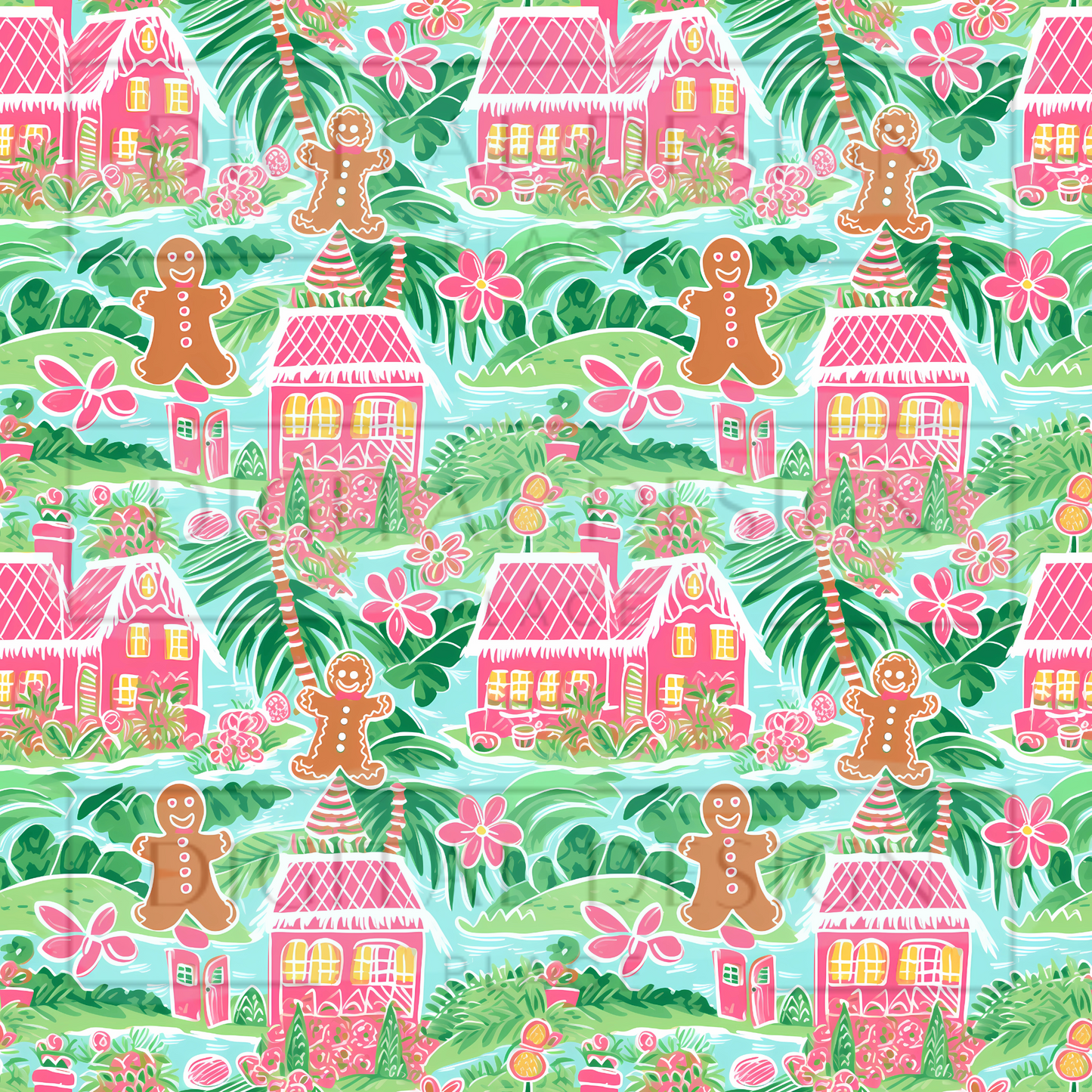 Preppy Christmas Village Green VinylV1560