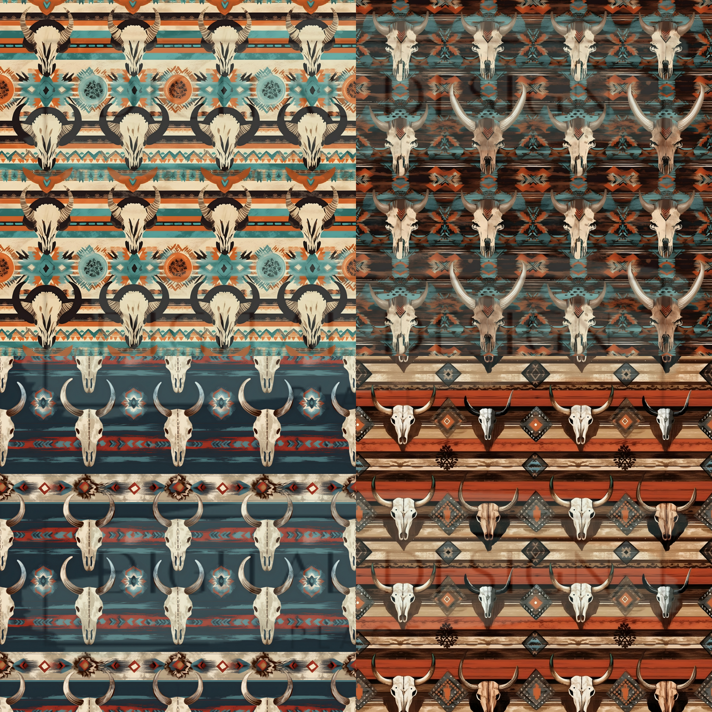 Western Skulls Square Prints VinylV1250