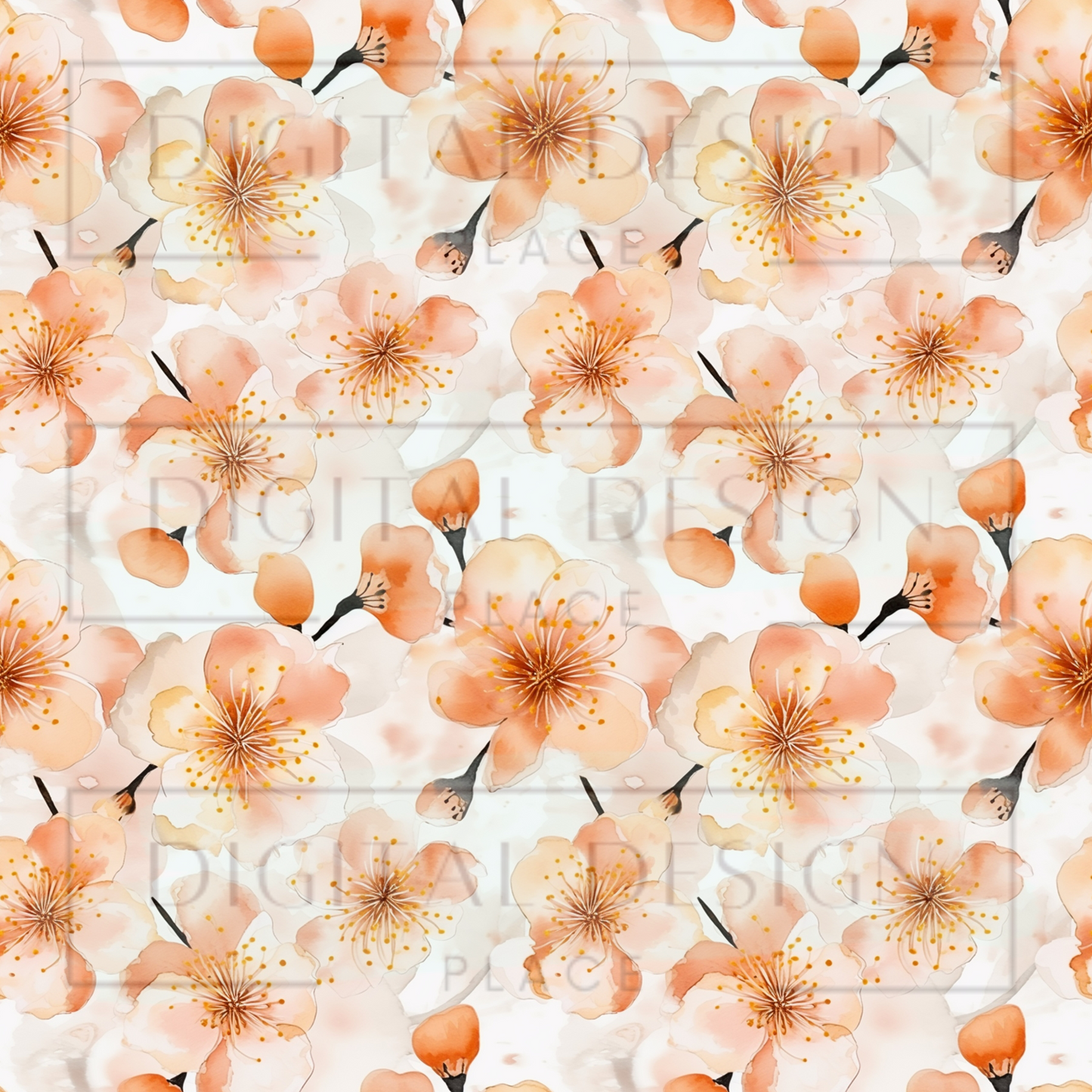 Peach Flowers VinylV1295