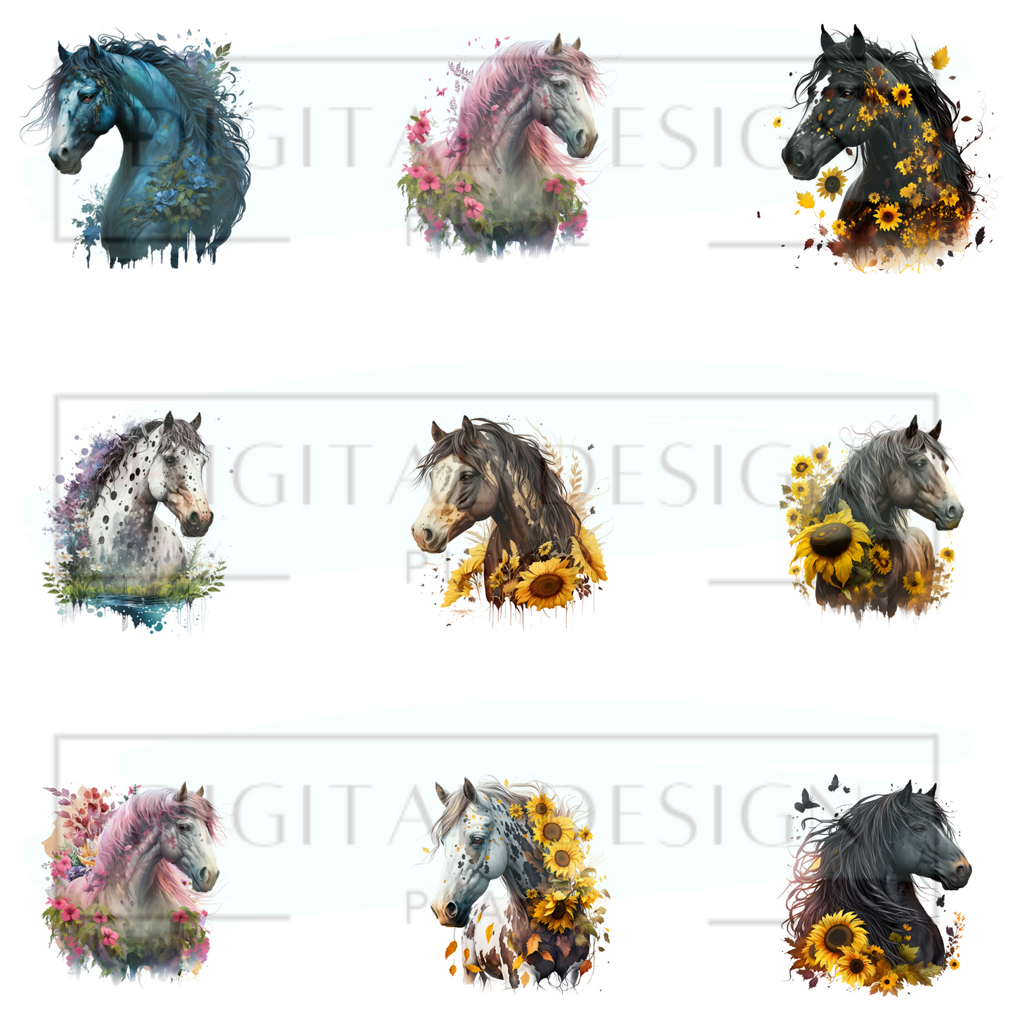 Floral Horses ELEE308