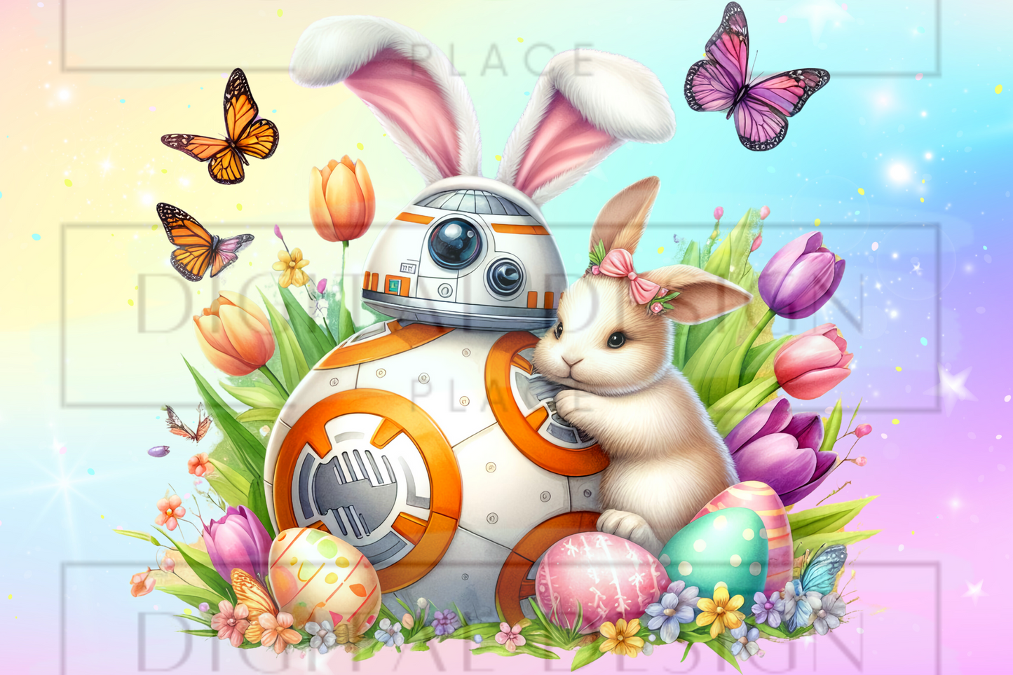 Easter Orange Robot Kids Wrap KW22