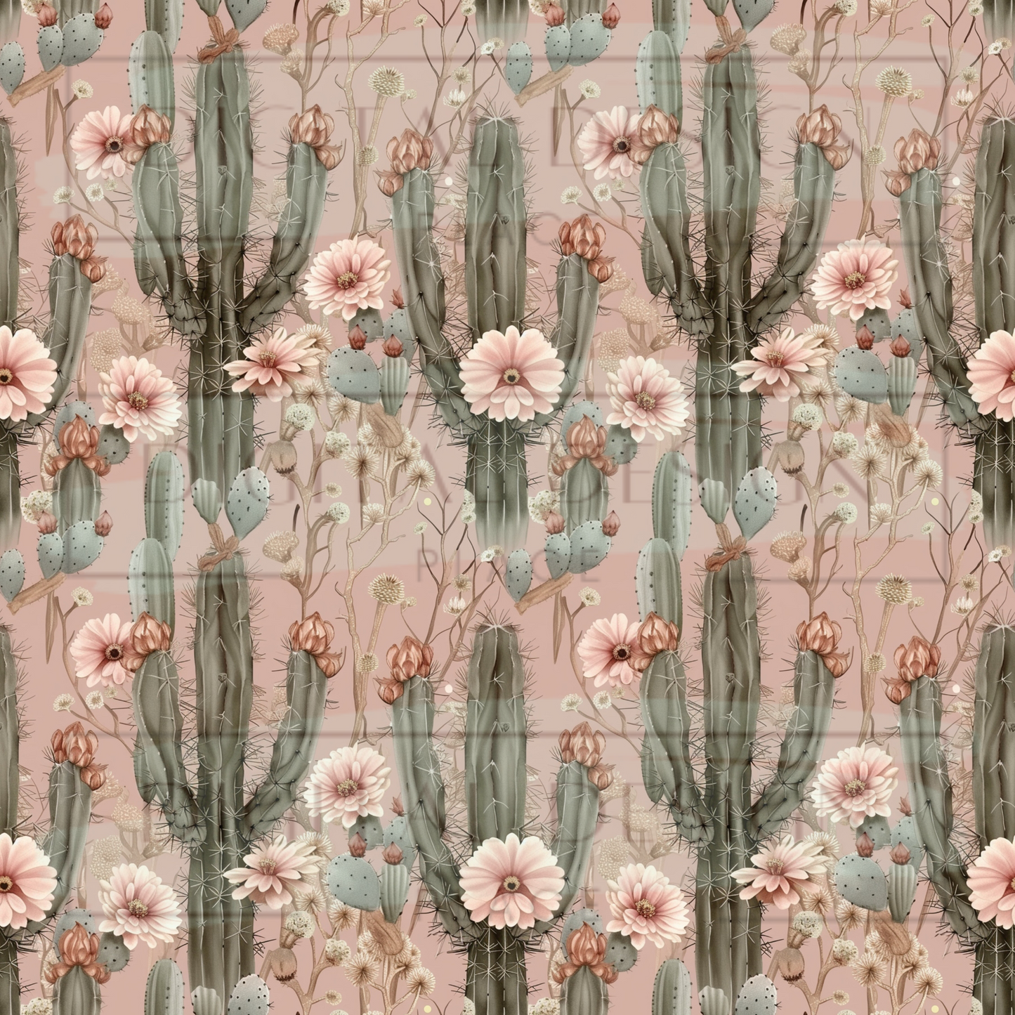 Boho Cacti Blooms VinylV1090