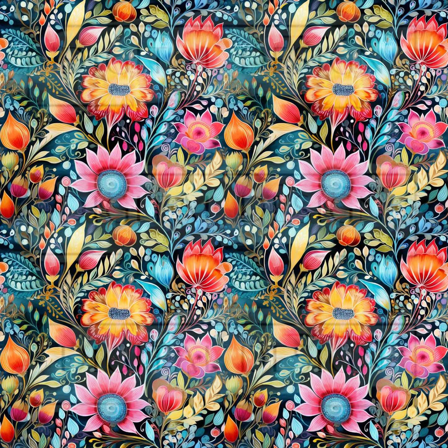 Black Paisley Floral VinylV1356