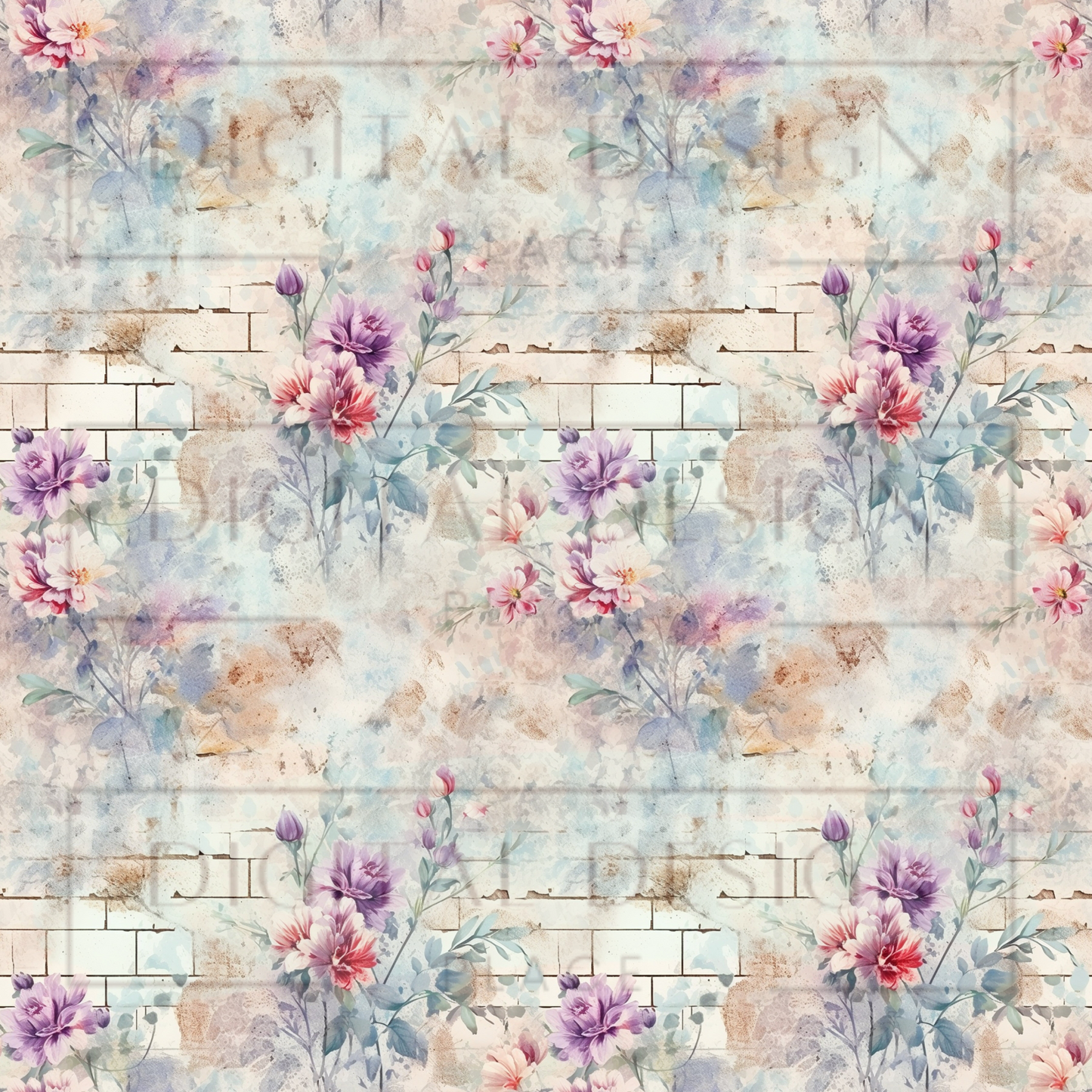 Wildflower Floral Brick VinylV1365