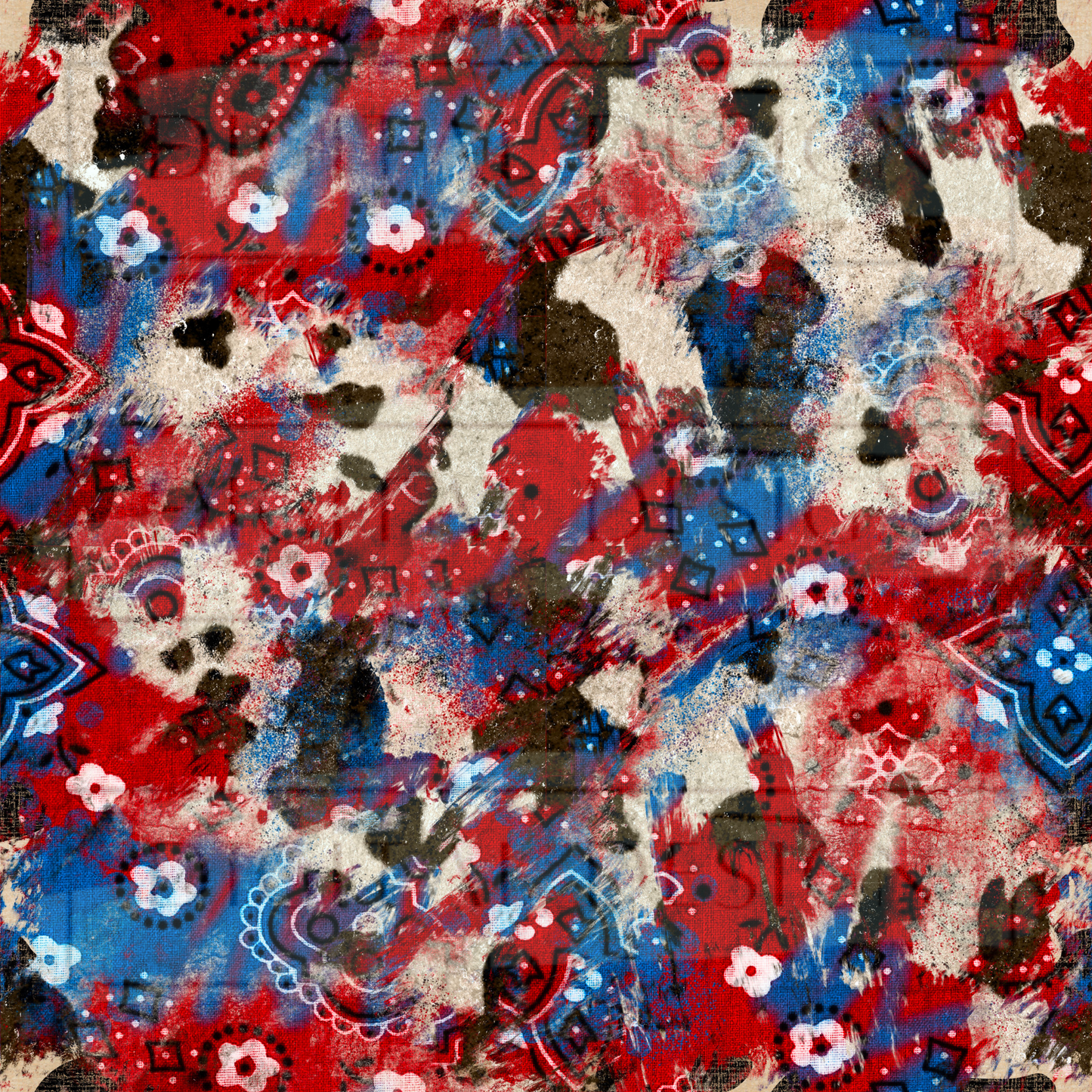 Patriotic Western Patchwork VinylV1407