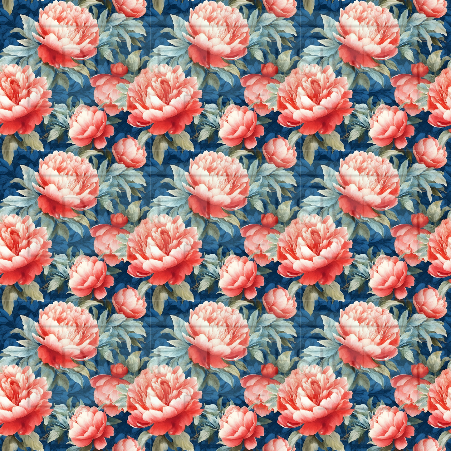 Red and Blue Peonies VinylV1421