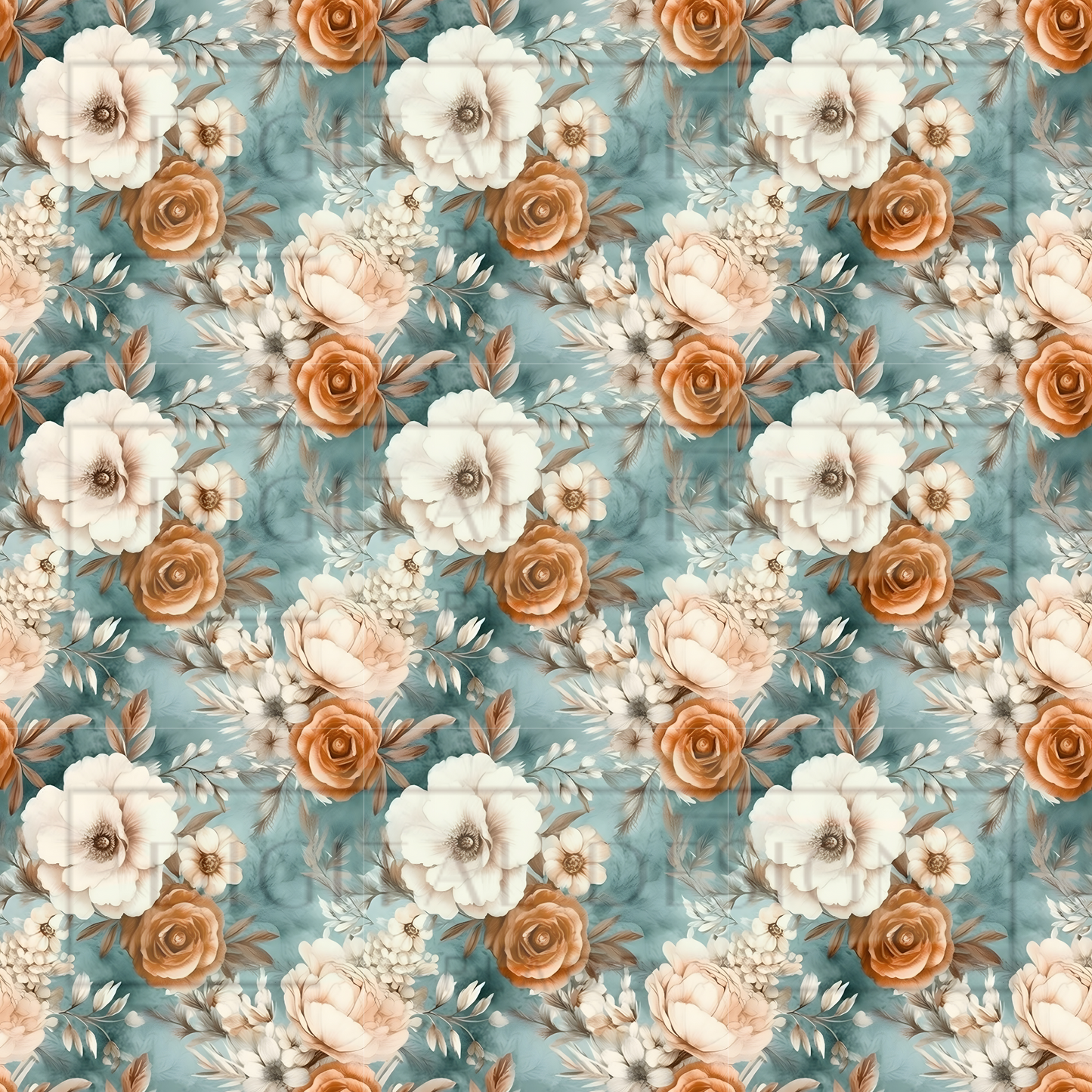 Blue Boho Floral VinylV1446