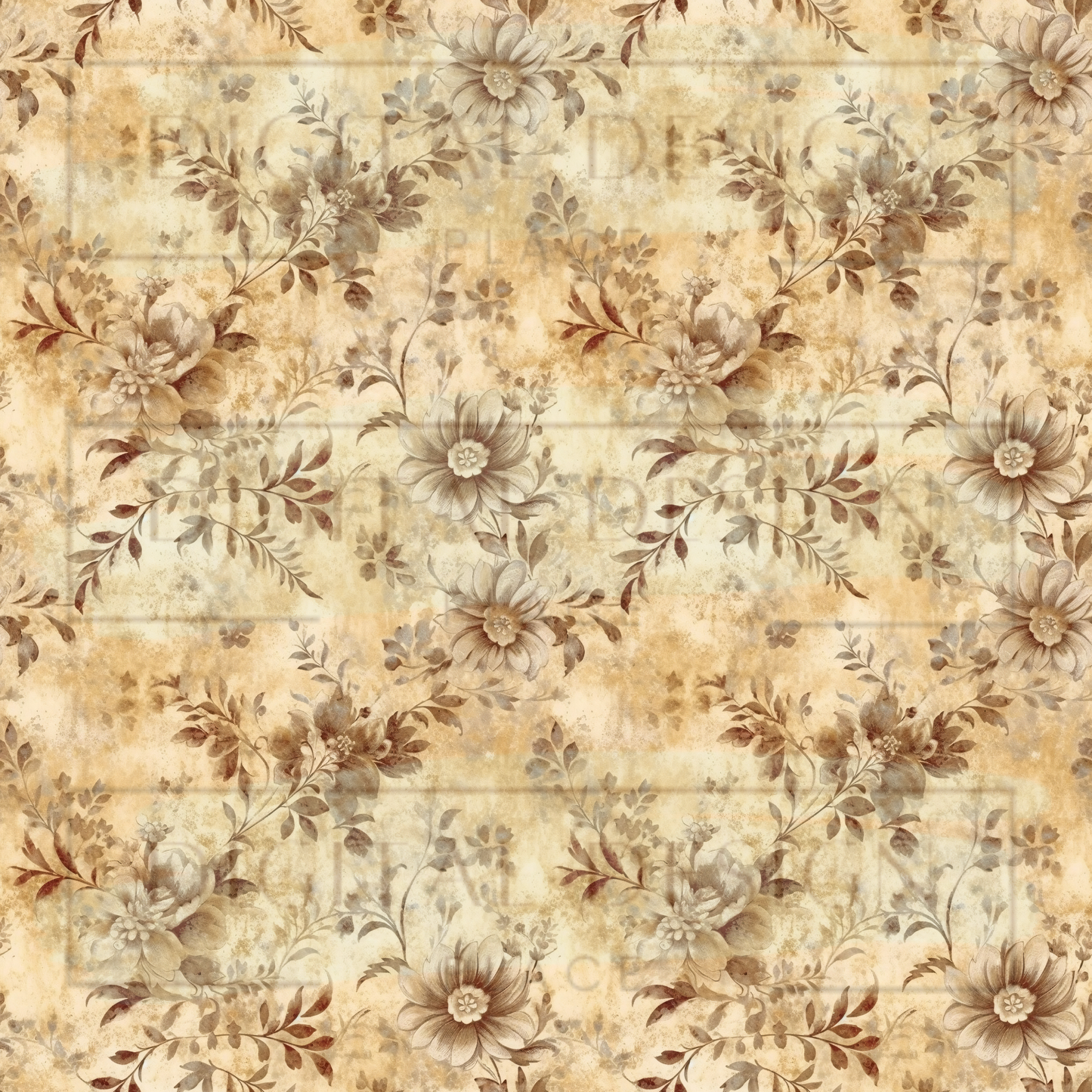 Cream Rustic Floral VinylV1460