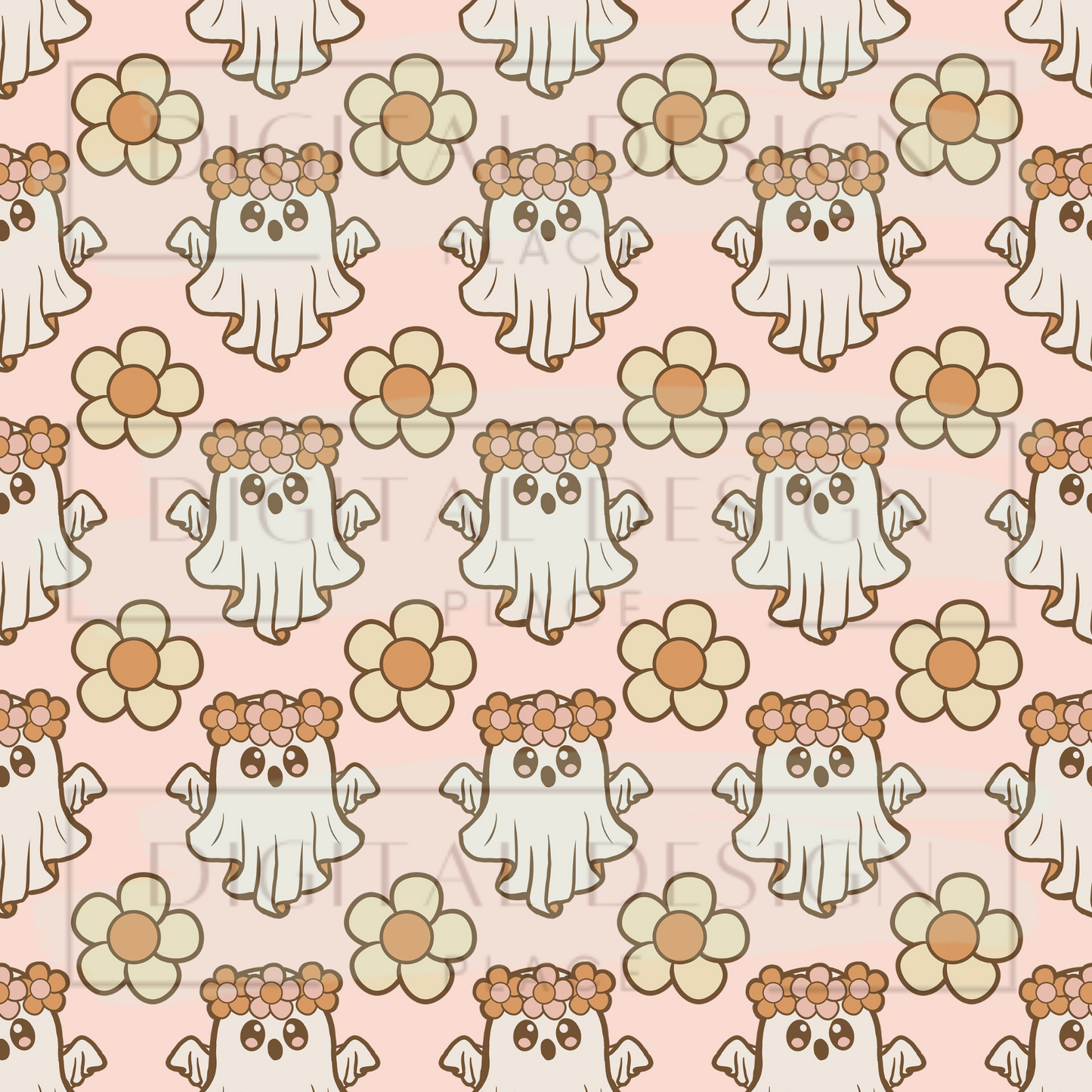 Flower Ghost Large Print Retro VinylV1582