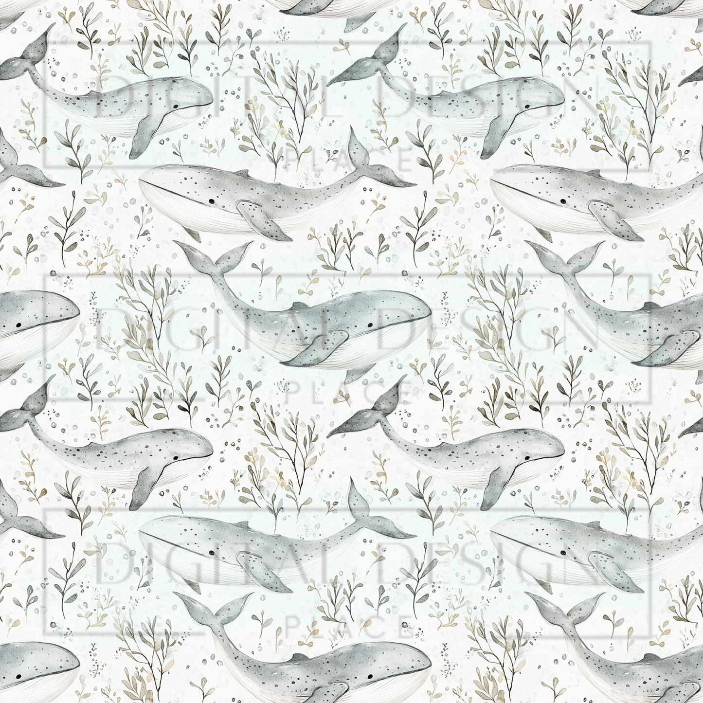 Watercolor Whales VinylV2254