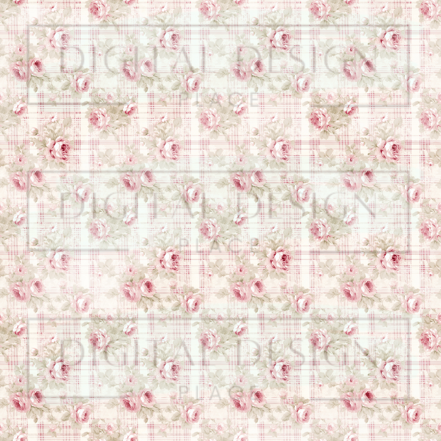 Dusty Rose Plaid Easter Florals VinylV2300