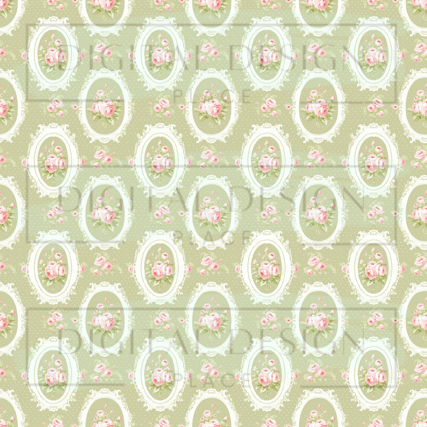 Sage Green Lace Spring Florals VinylV2309