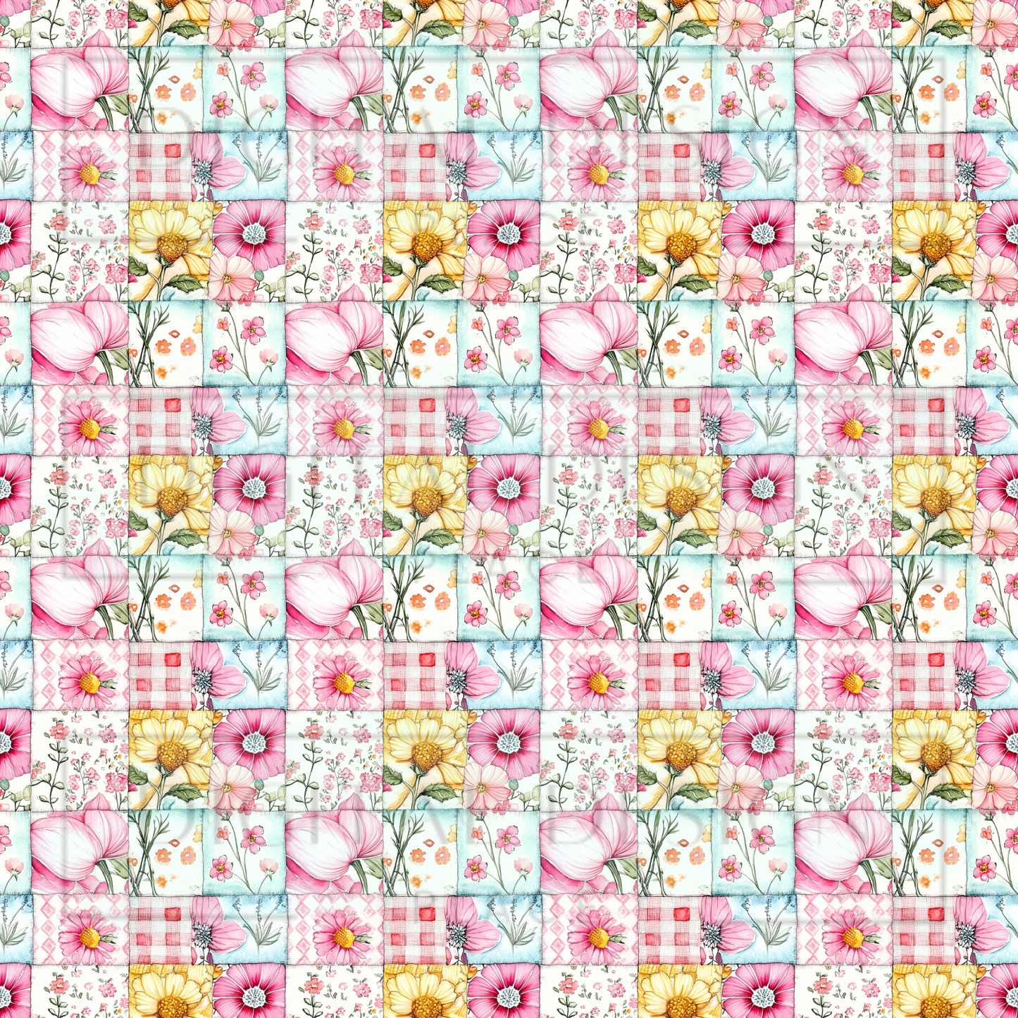 Easter Spring Patchwork Small Print VinylV2336