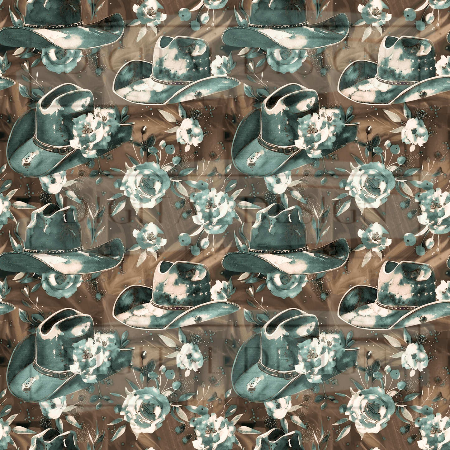 Teal and Brown Hats VinylV2381