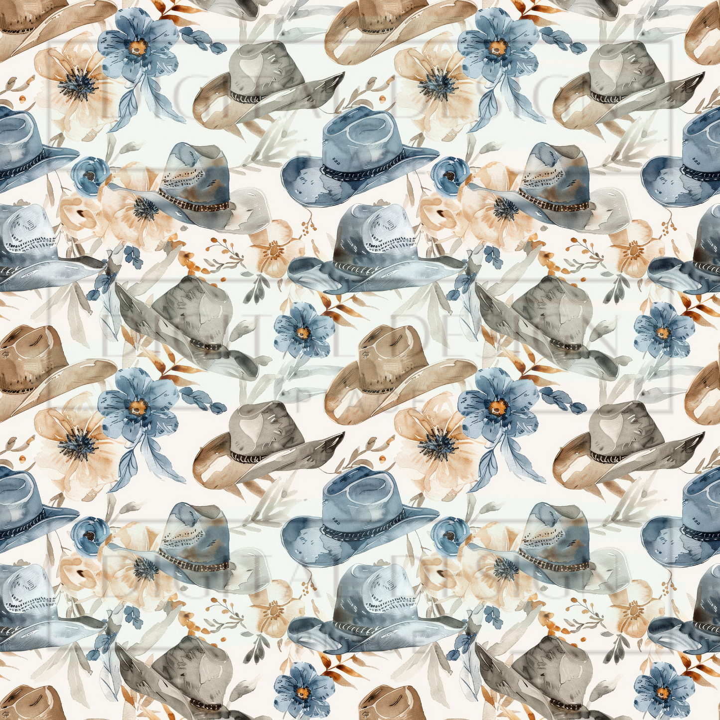 Blue and Brown Hats VinylV2387