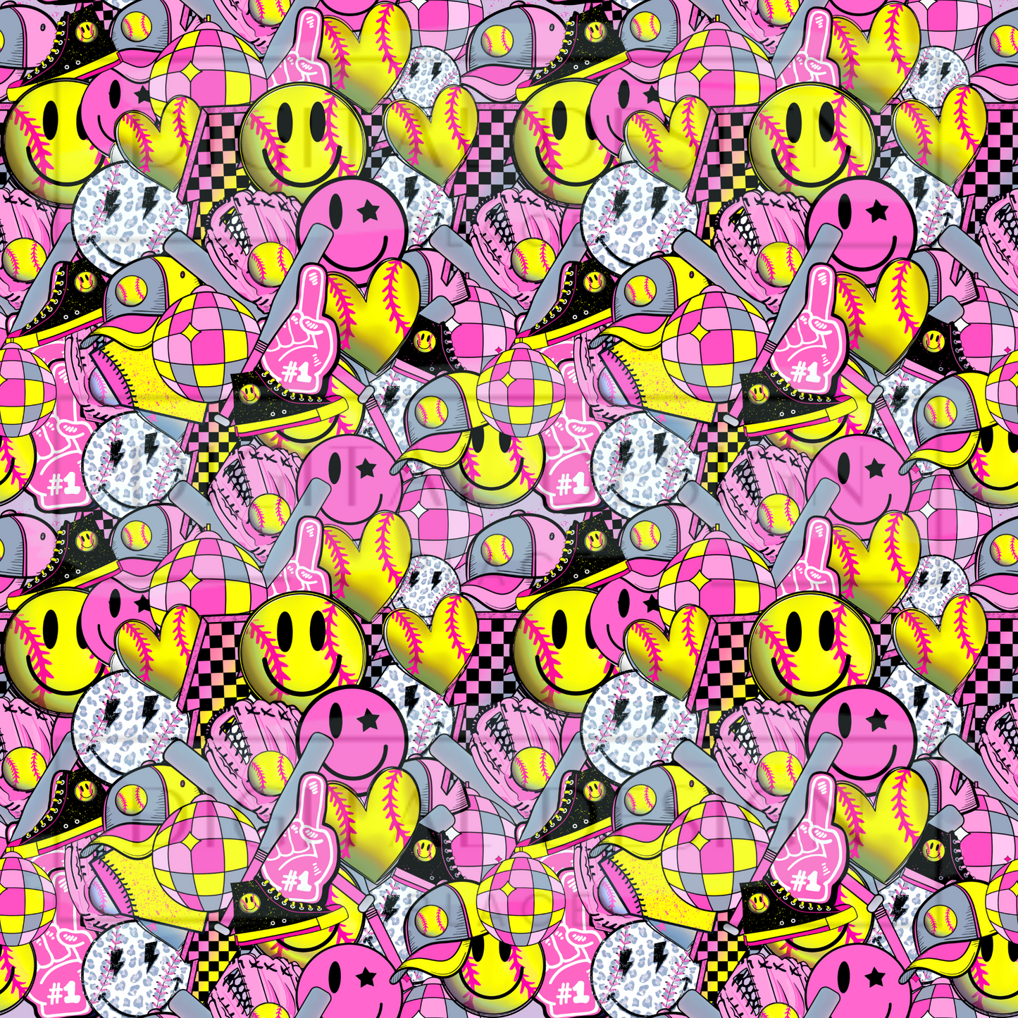 Softball Vibes Tiled VinylV903