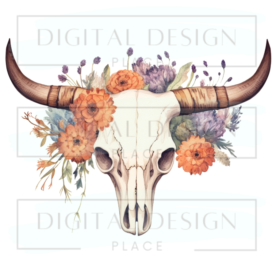Floral Bull Skull 7 WESW41