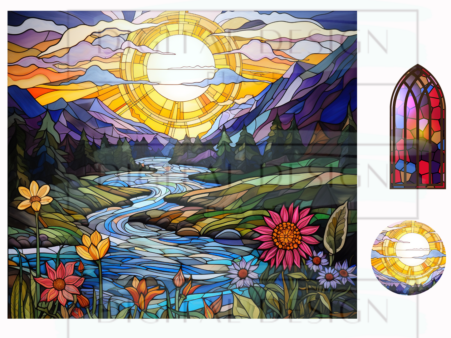 Stained Glass Meadow WrB85