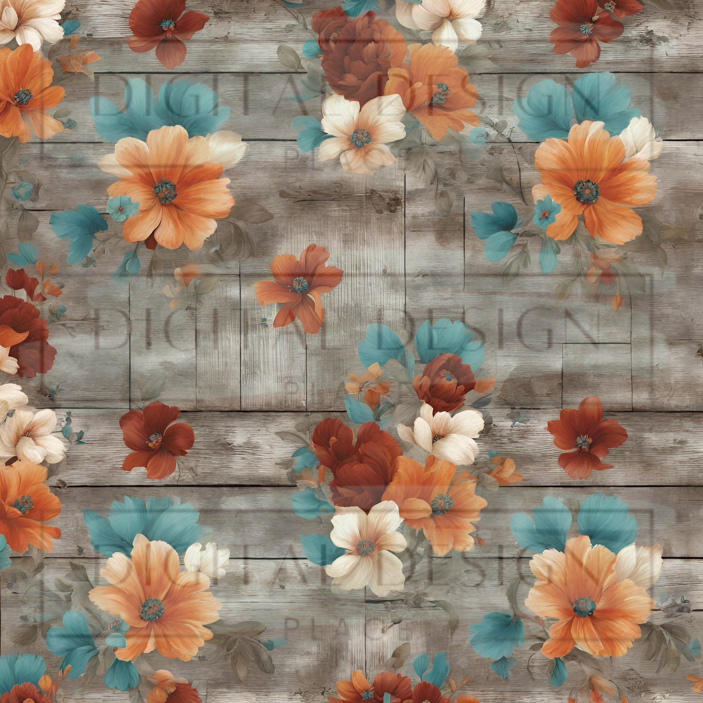 Western Floral Shiplap VinylV1110