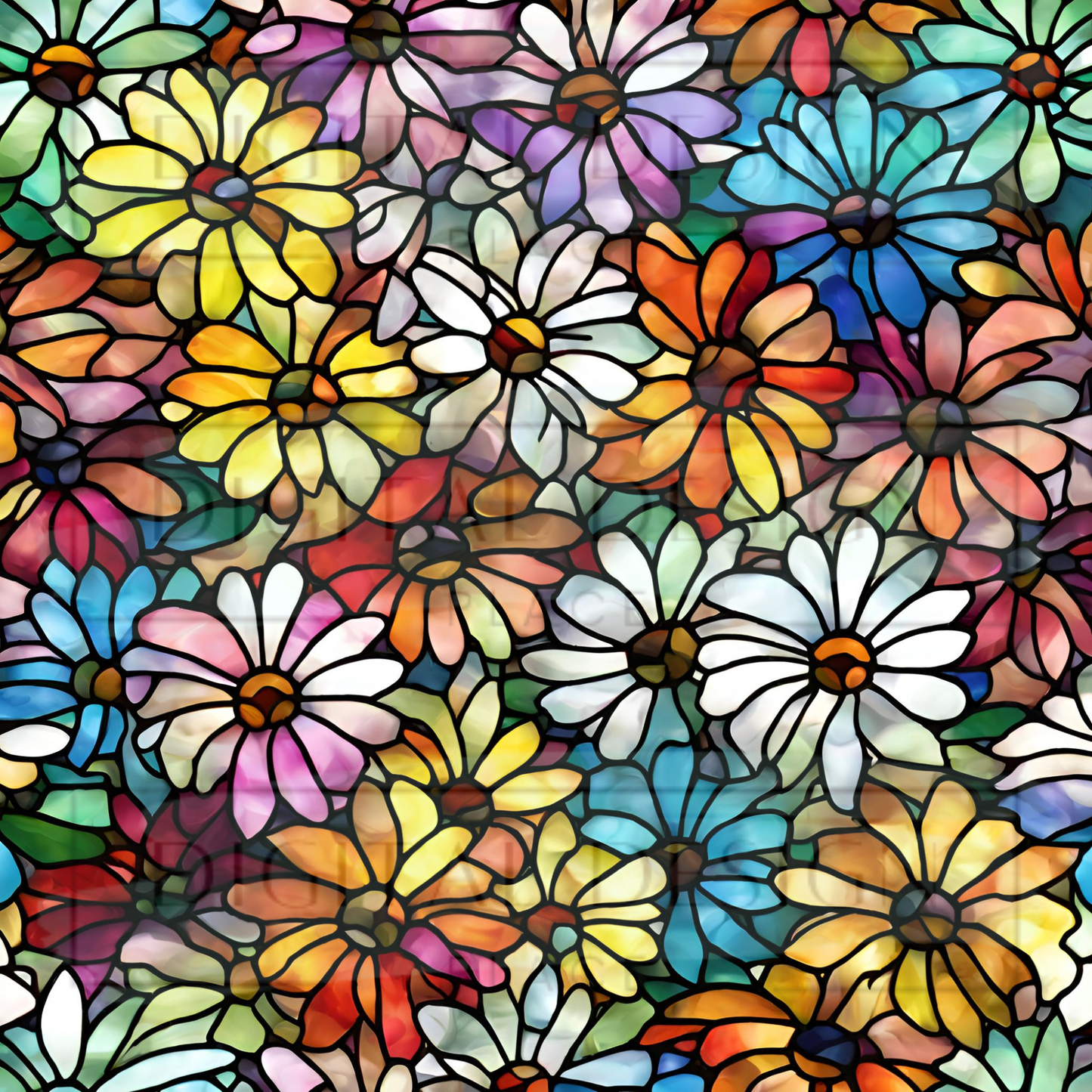 Stained Glass Rainbow Daisy VinylV1051