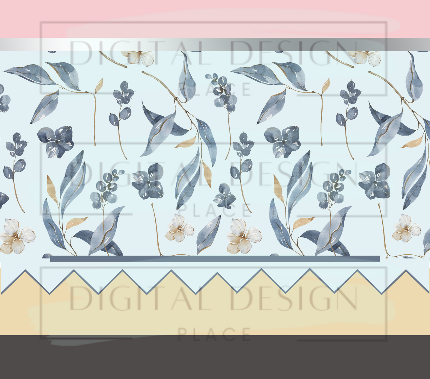 Blue Floral Pencil 20oz Wrap