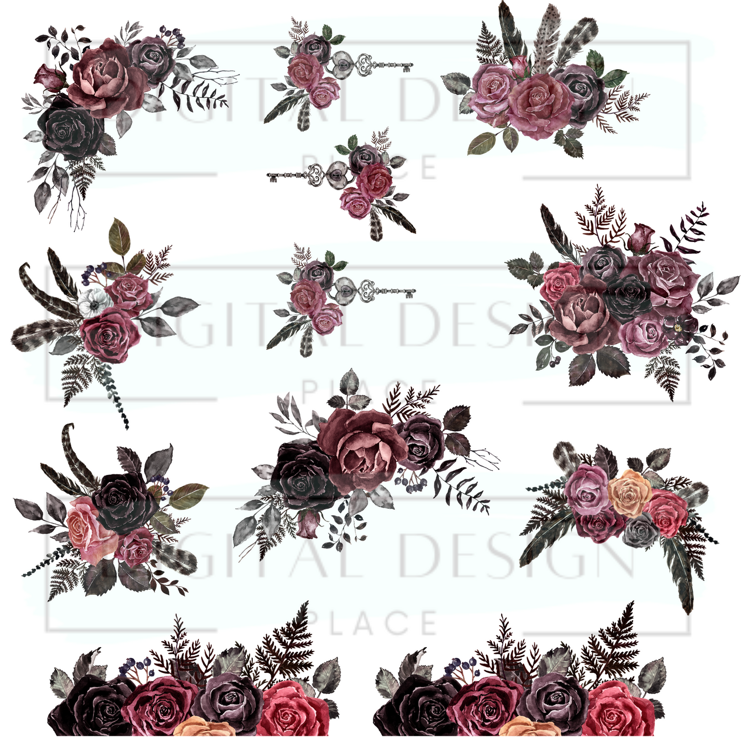 Dark Floral Elements ELEE33