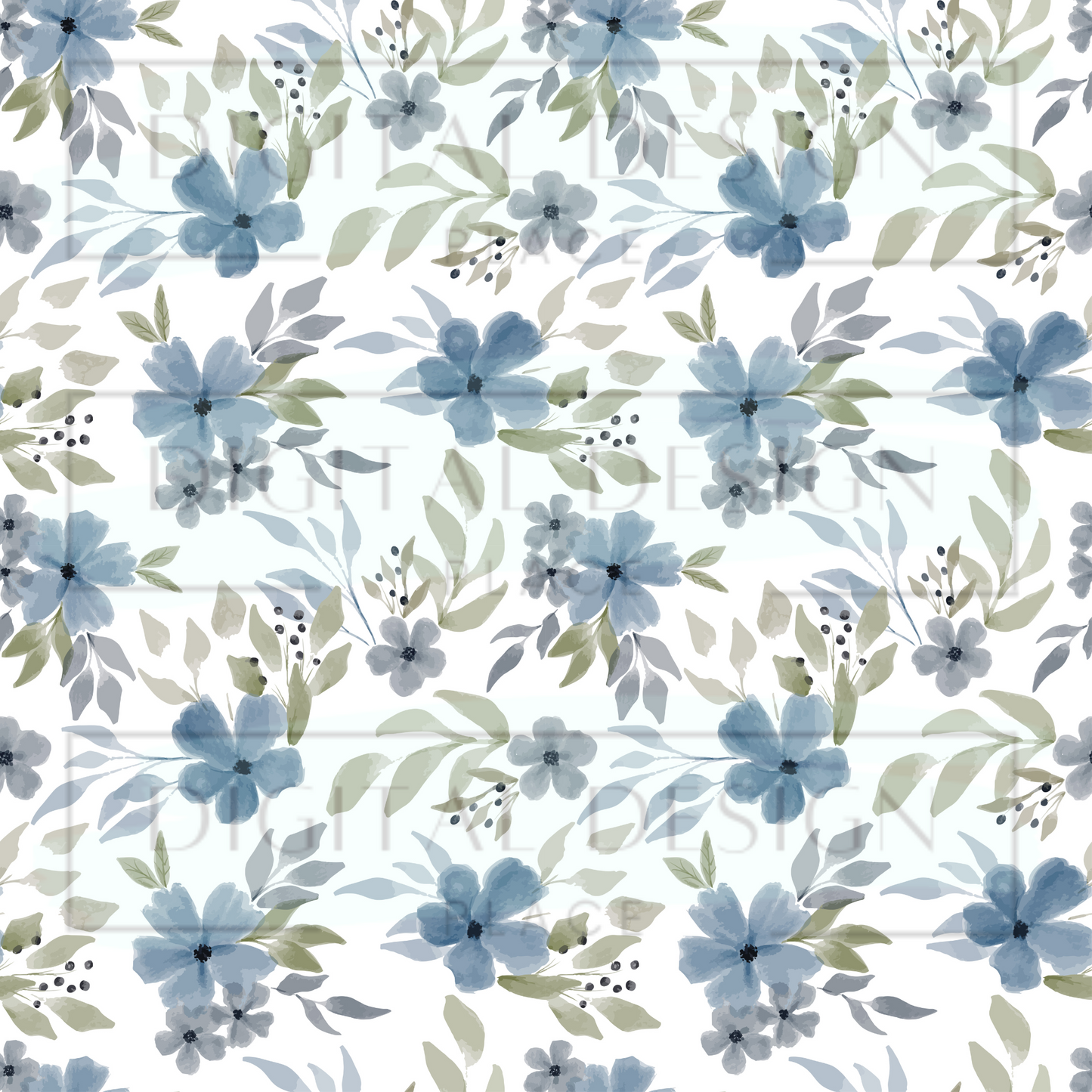 Blue Watercolor Flowers VinylV212