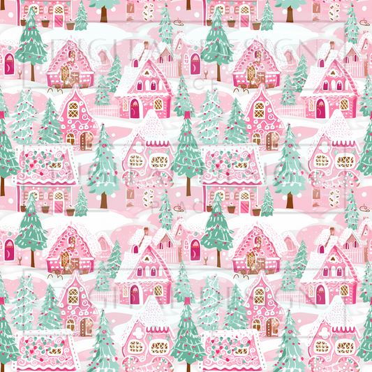 Preppy Christmas Village Pink VinylV1561