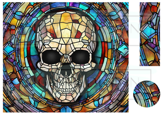 Stained Glass Skull WrB227