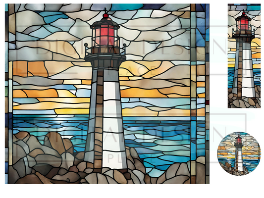 Stained Glass Light House WrB235