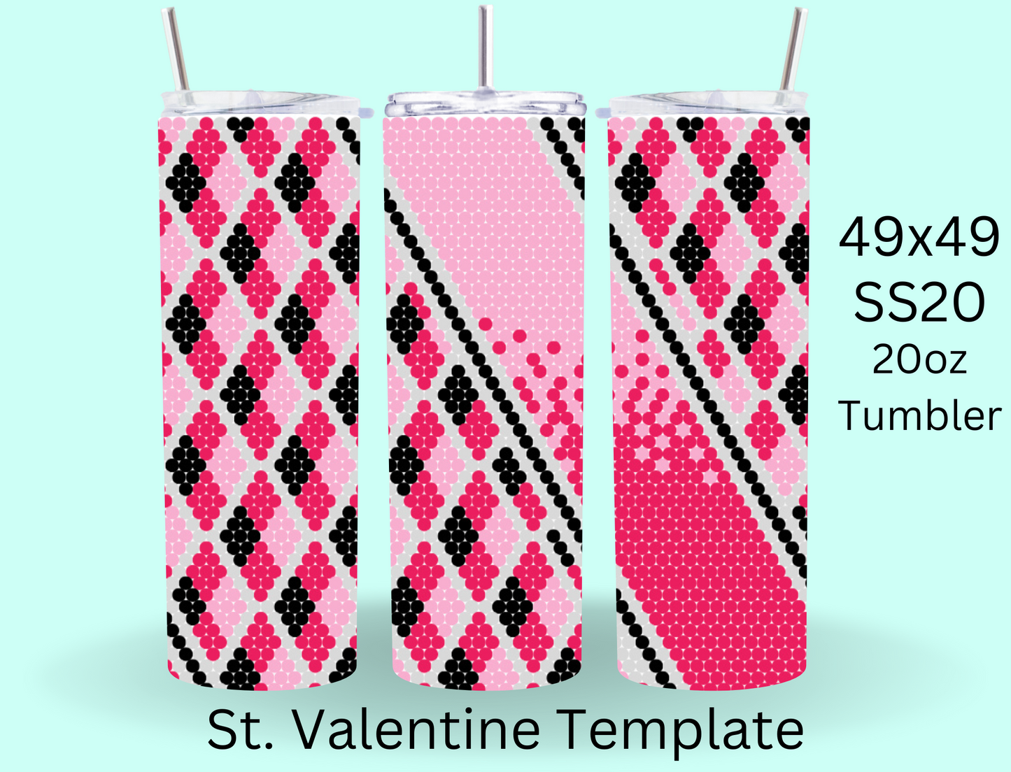 St. Valentine Argyle Rhinestone Template RTSTO9