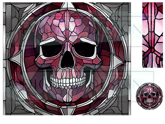 Stained Glass Skull WrB228