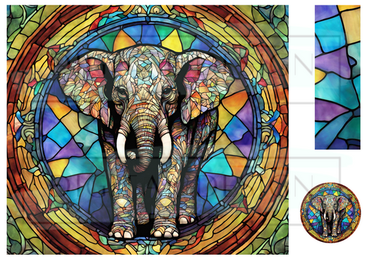 Stained Glass Elephant WrB244