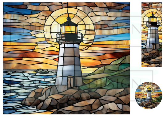 Stained Glass Light House WrB236