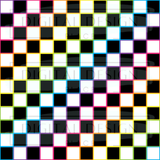 Neon Outline Checkered VinylV1239