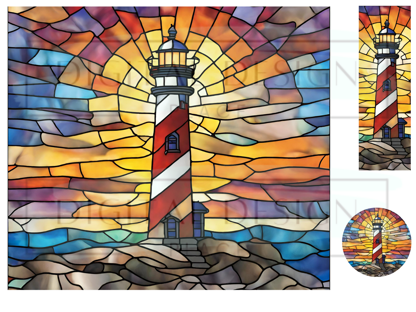 Stained Glass Light House WrB237