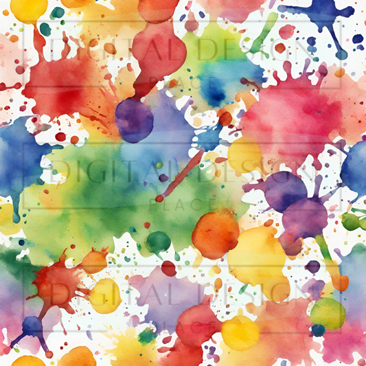 Rainbow Watercolor Splashes VinylV1257