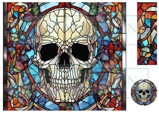 Stained Glass Skull WrB229
