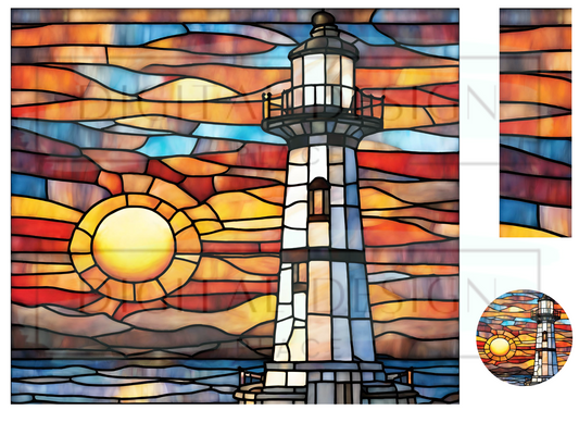 Stained Glass Light House WrB238