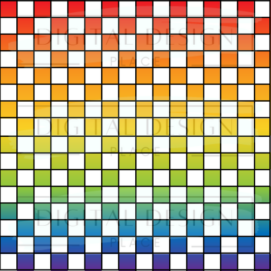 Rainbow Outline Checkered VinylV1242