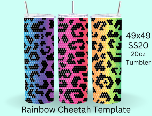 Rainbow Cheetah Rhinestone Template RTSTO2