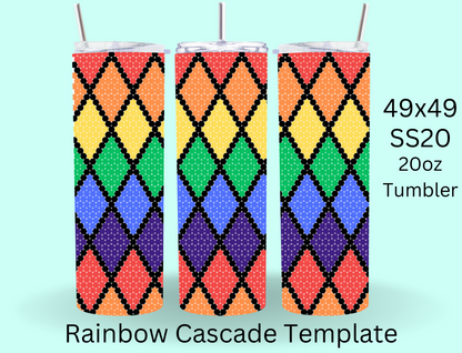 Rainbow Cascade Rhinestone Template RTSTO4