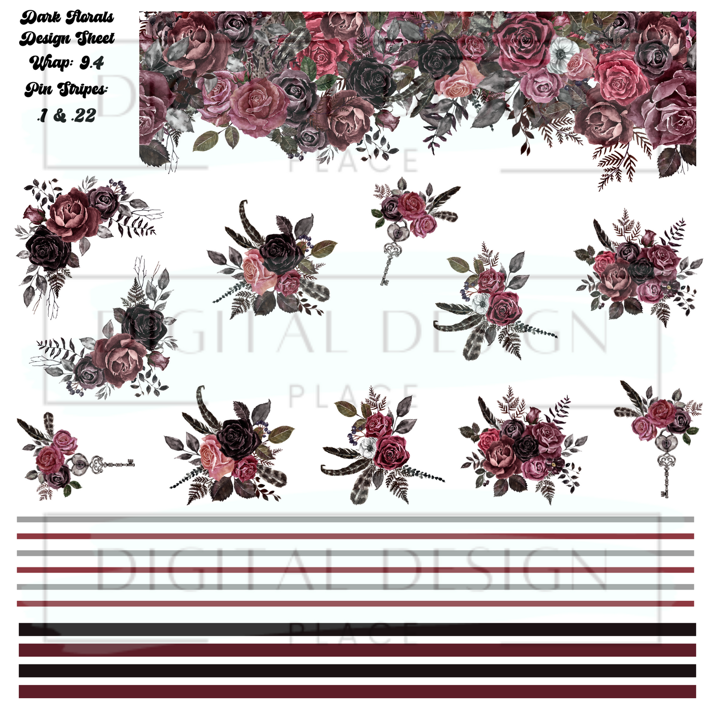 Dark Florals Design Sheet DS12