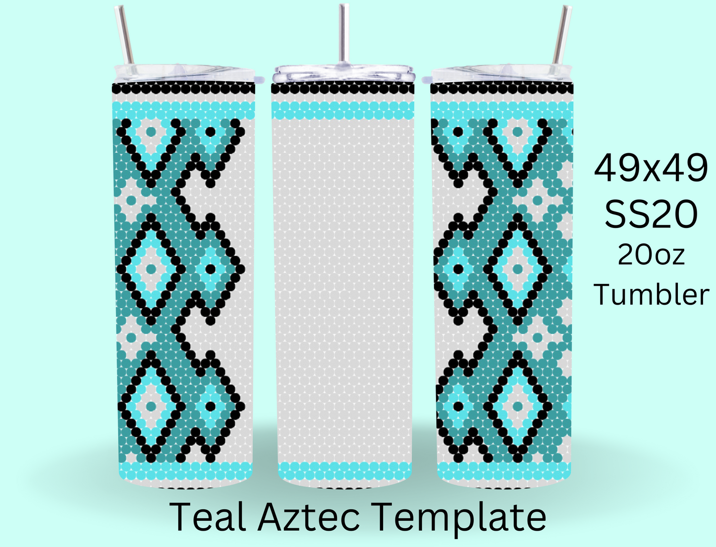 Teal Aztec Rhinestone Template RTSTO11