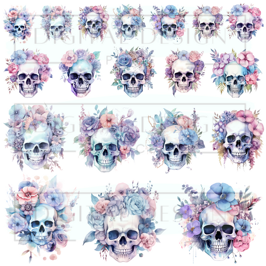 Floral Skulls ELEE150