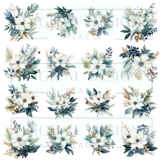 Blue Winter Florals ELEE383