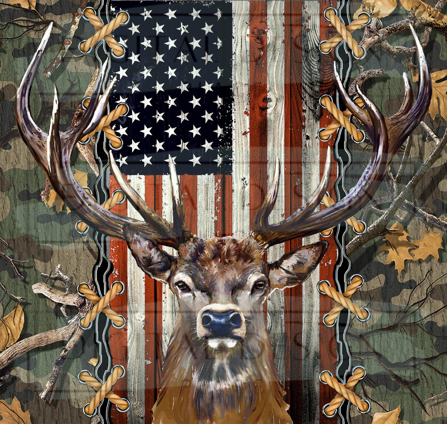 Camo Flag Deer TWRW65