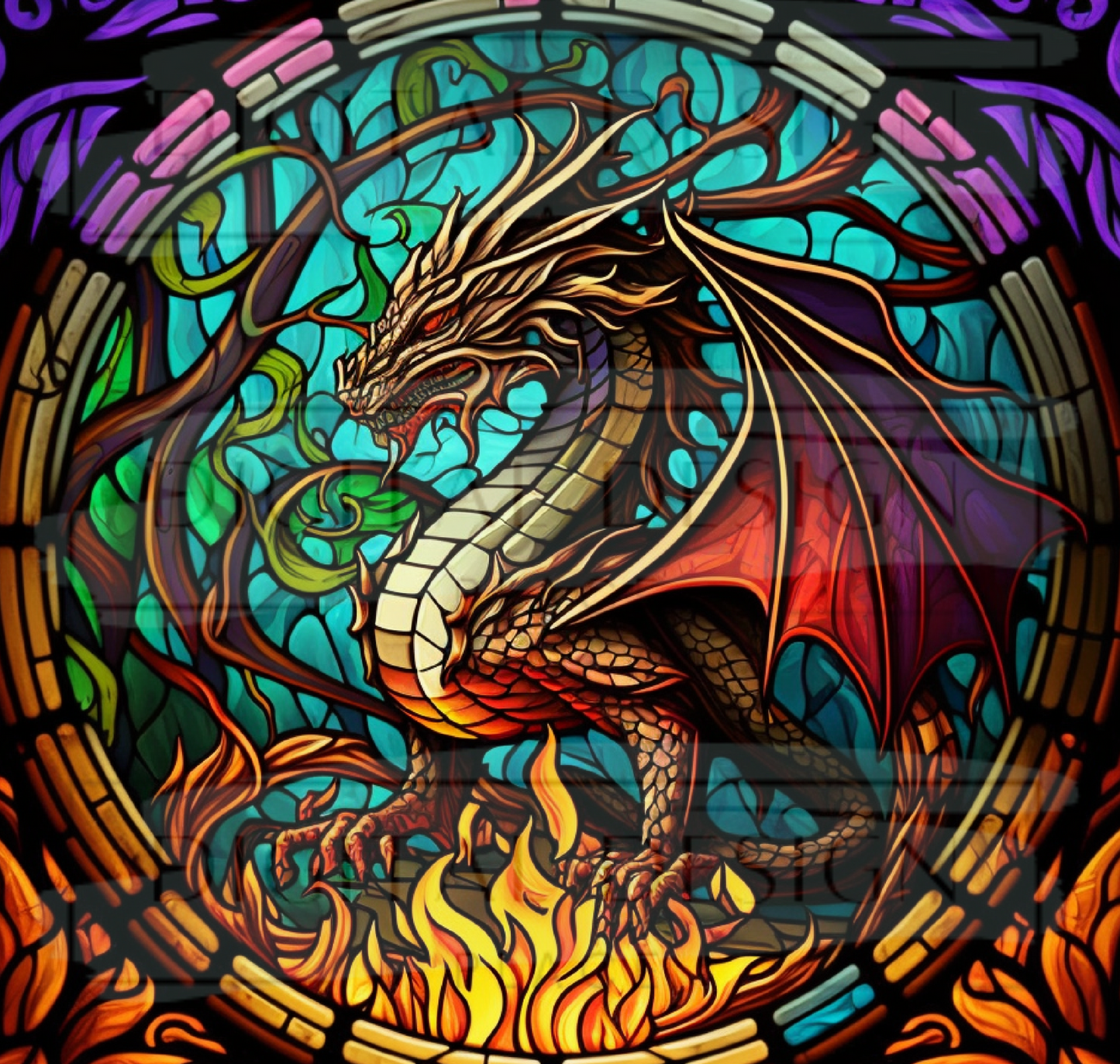 Stained Glass Dragon TWRW66