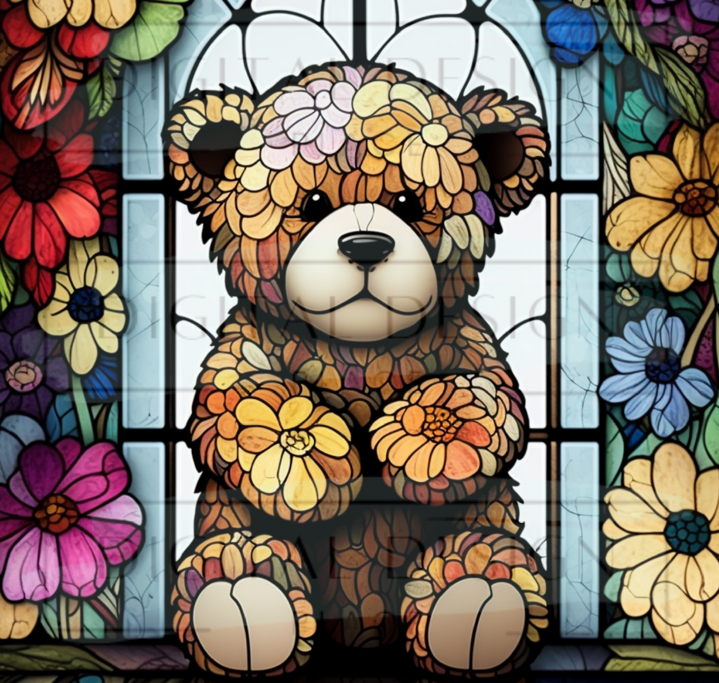 Stained Glass Teddy Bear TWRW67