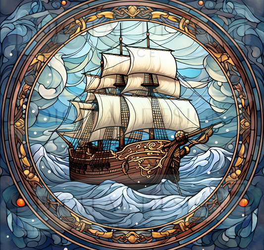 Stained Glass Ship TWRW90